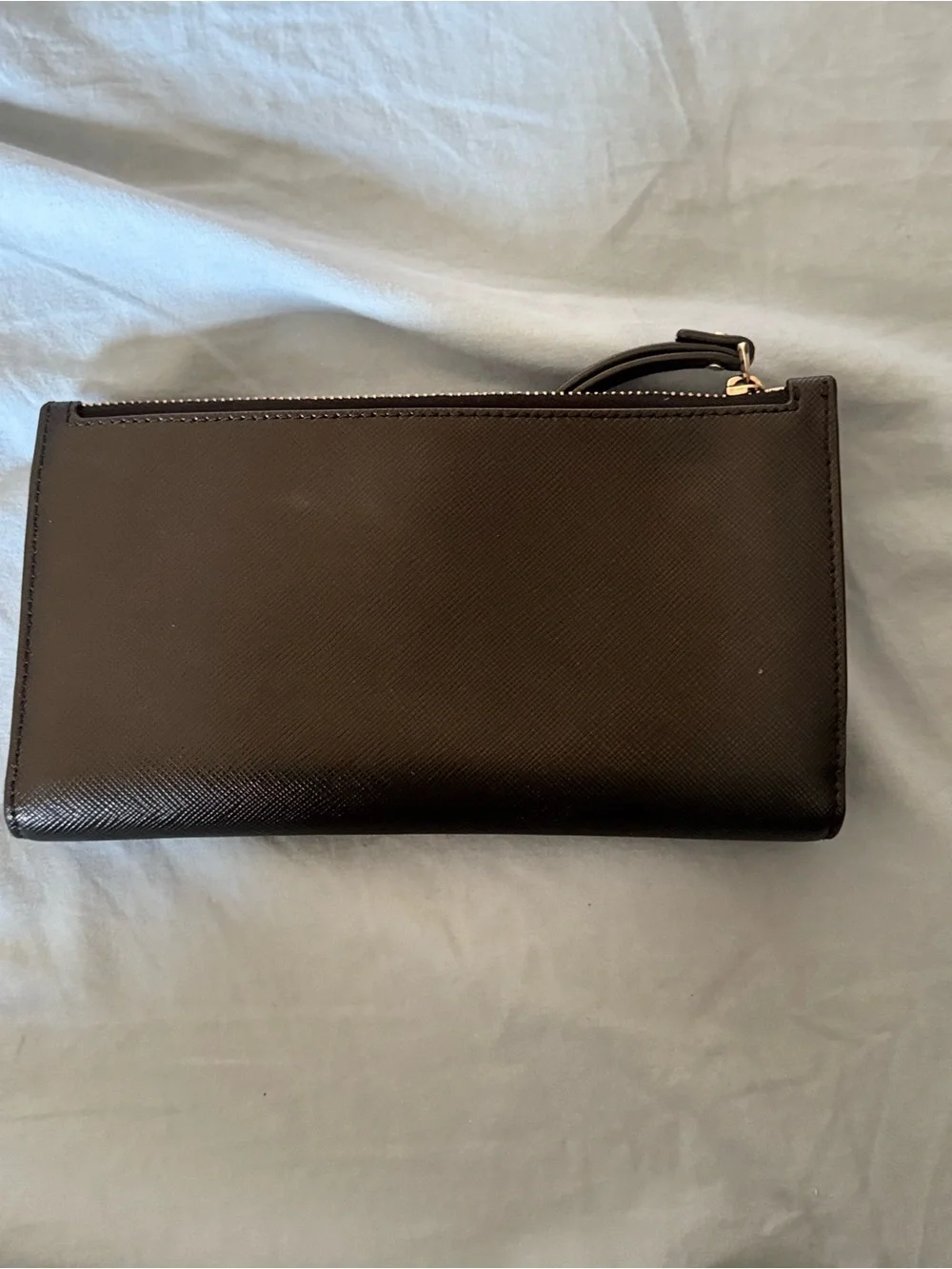 kate spade Black leather Wristlet with Gold Logo